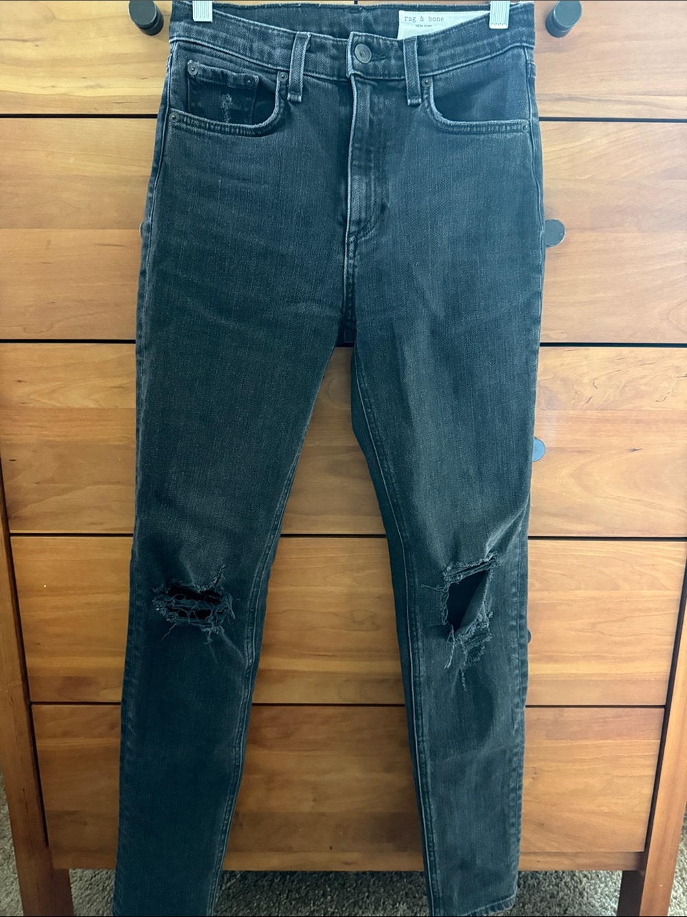 rag & bone faded black distressed skinny jeans